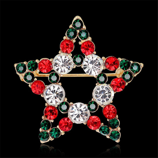 Cubic Zirconia & Goldtone Hollow Star Brooch