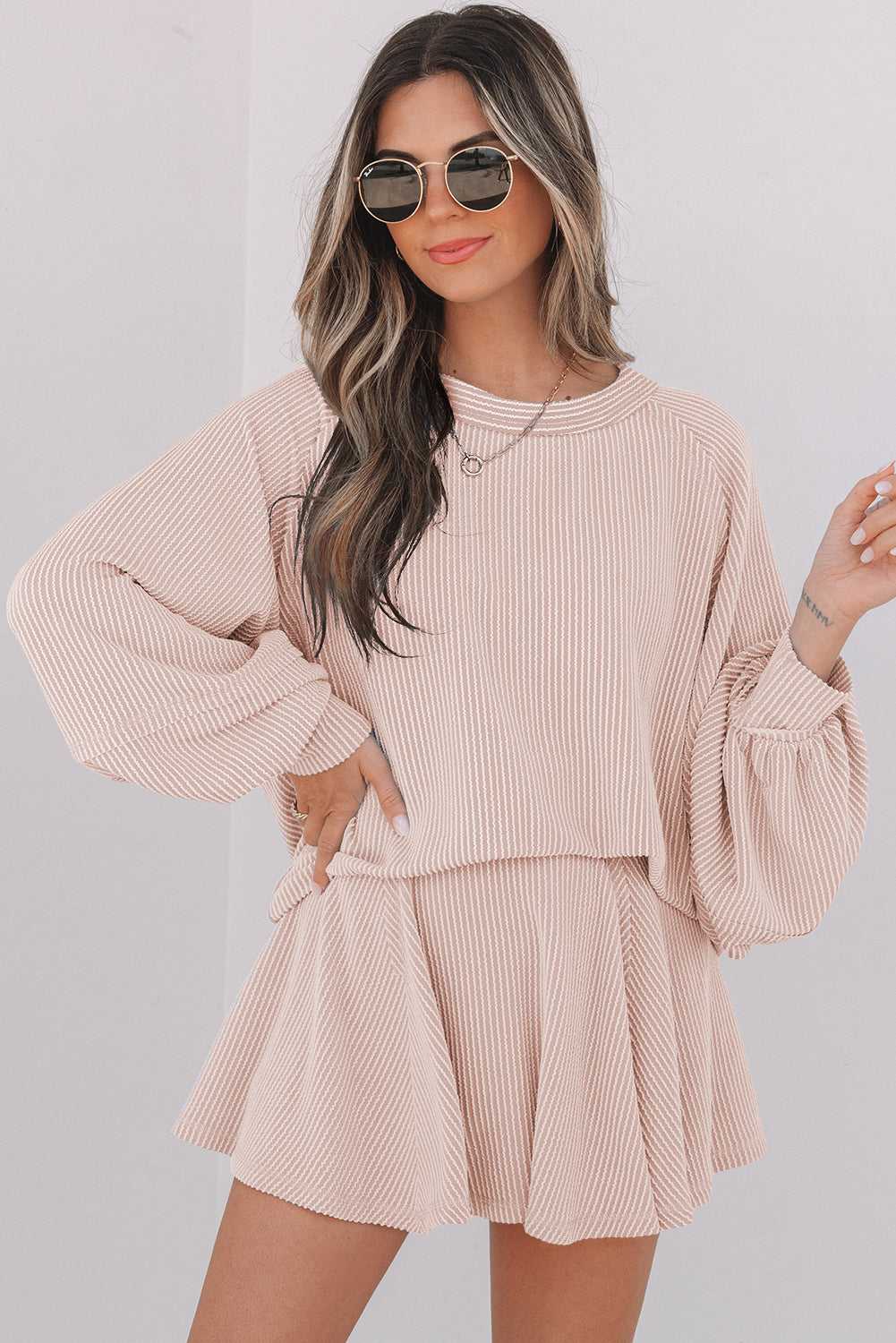 Scarlett Corded Lantern Sleeve Top - Sky Blue / XL - 16/18