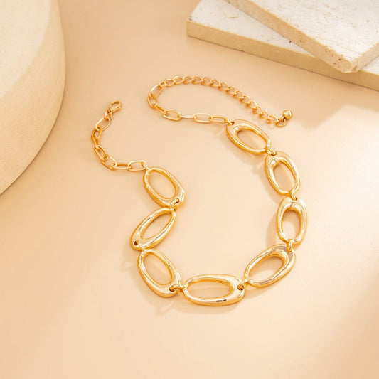 Goldtone Open Oval Chain Collar Necklace