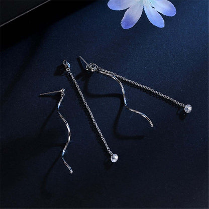 Crystal & Silvertone Twisted Tassel Drop Earrings