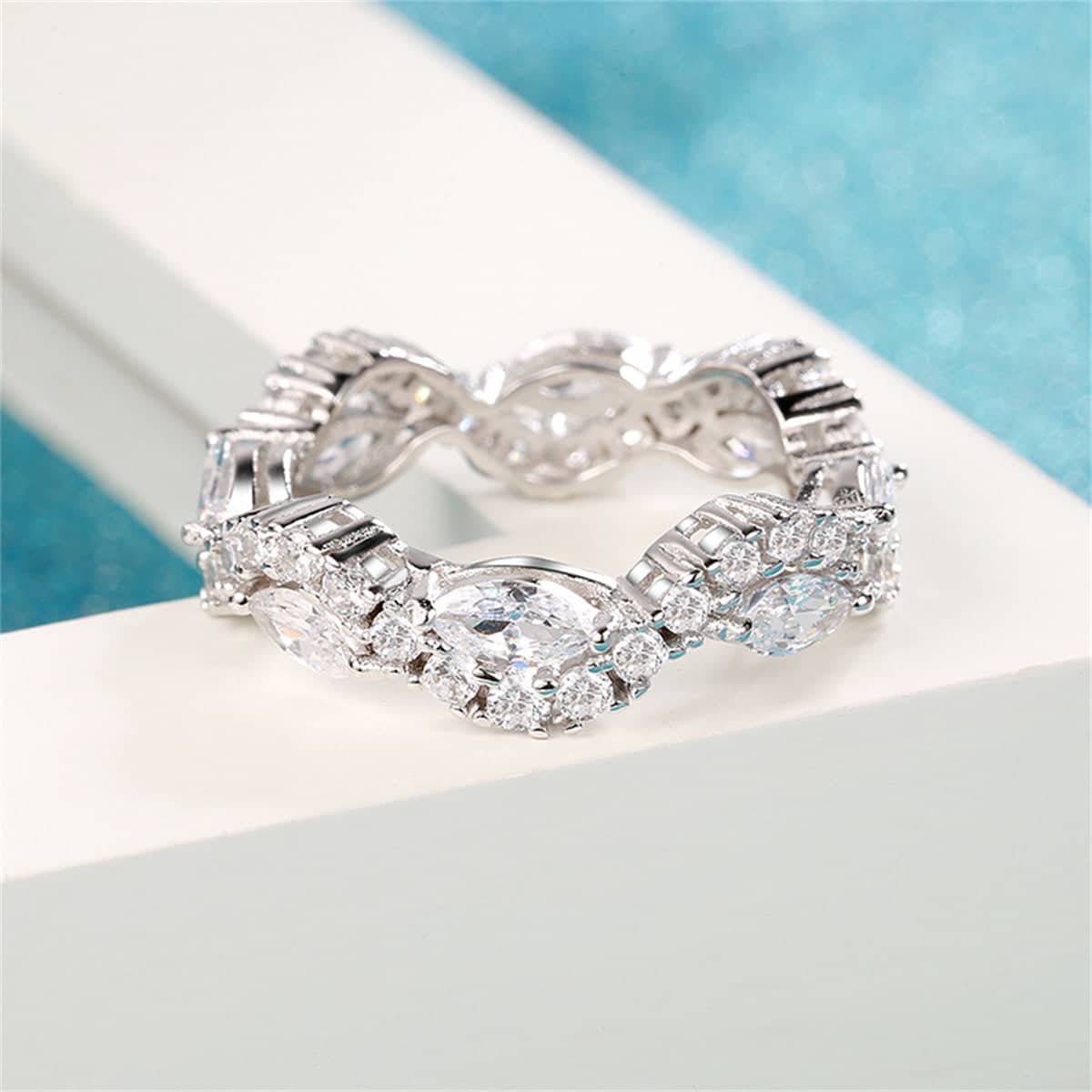 Marquise Crystal & Cubic Zirconia Twine Ring-2