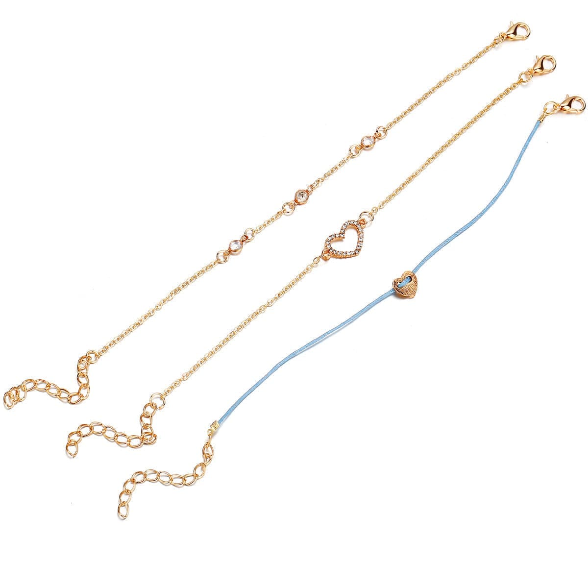 Cubic Zirconia & Goldtone Heart Bracelet Set