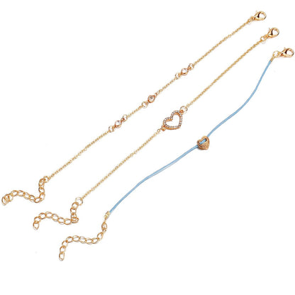 Cubic Zirconia & Goldtone Heart Bracelet Set