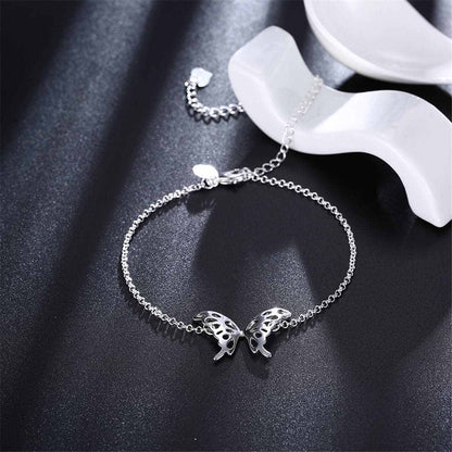 Silvertone Openwork Butterfly Anklet