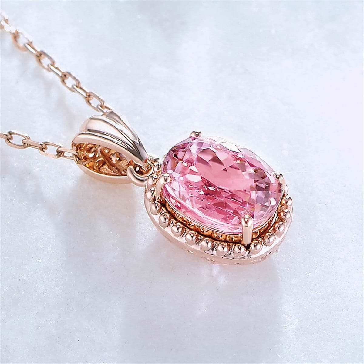 Pink Jasper & Rose Goldtone Oval-Cut Pendant Necklace