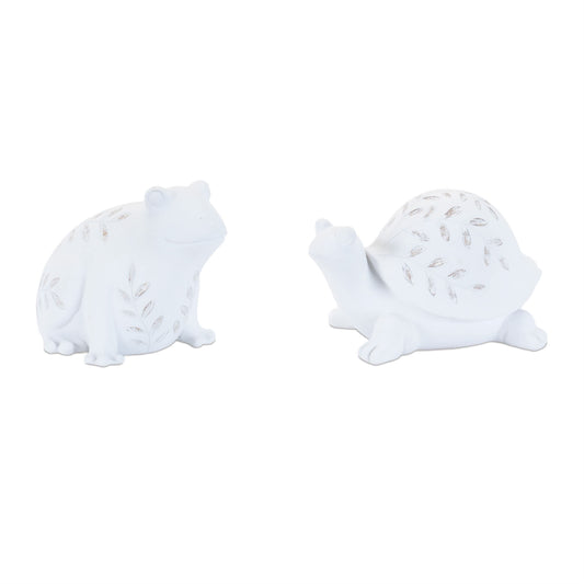 Melrose International Etched Frog and Turtle Figurine (Set of 2)