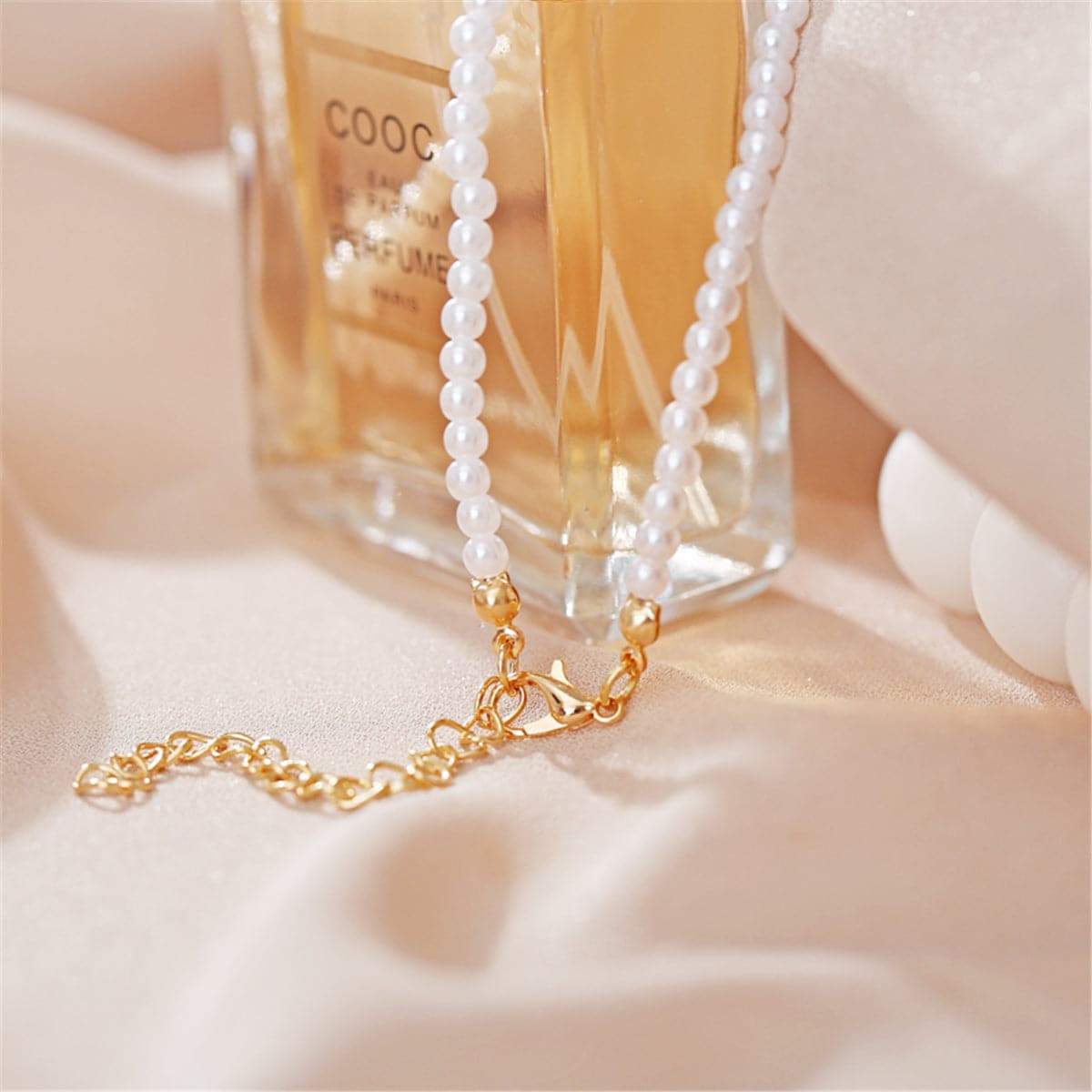 Pearl & Goldtone Choker Necklace