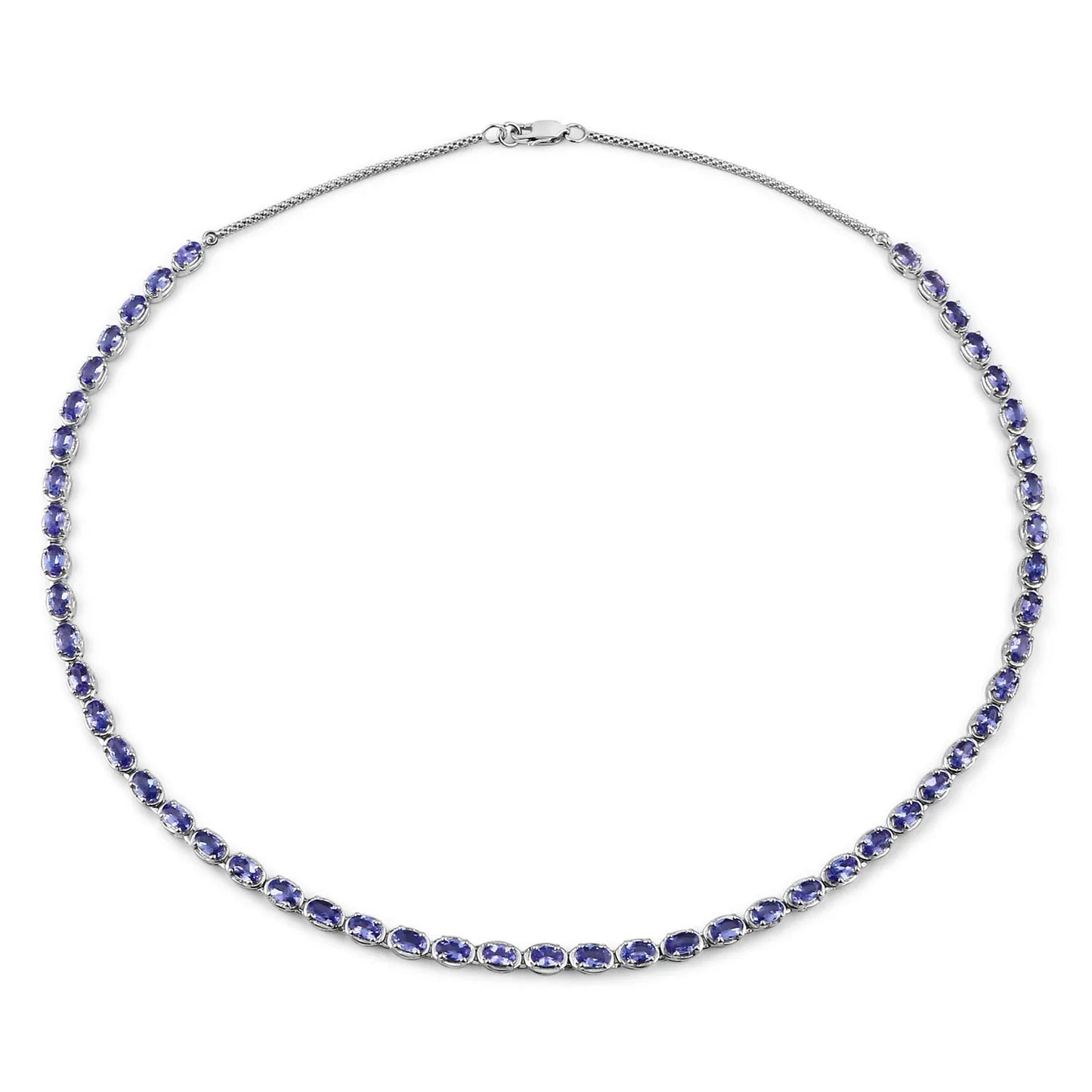 10.00 Ct Oval Purple Tanzanite Prong Silver Eternity Necklace