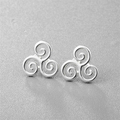 Silvertone Open Swirls Stud Earrings