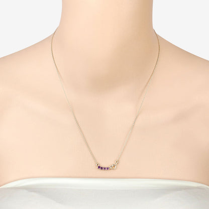 0.24 Ct Round Purple Amethyst Prong 18K Gold Plated Silver Heart & Infinity Necklace