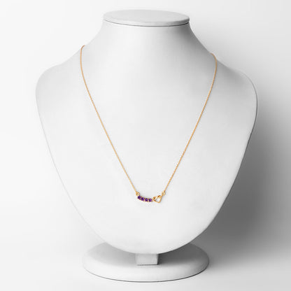 0.24 Ct Round Purple Amethyst Prong 18K Gold Plated Silver Heart & Infinity Necklace