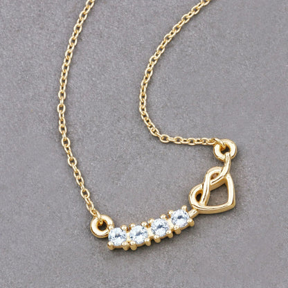 0.24 Ct Round Blue Aquamarine Prong 18K Gold Plated Silver Heart & Infinity Necklace