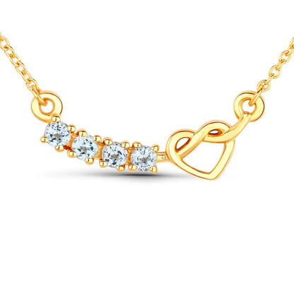 0.30 Ct Round Blue Topaz Prong 18K Gold Plated Silver Heart & Infinity Necklace