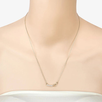 0.30 Ct Round Blue Topaz Prong 18K Gold Plated Silver Heart & Infinity Necklace