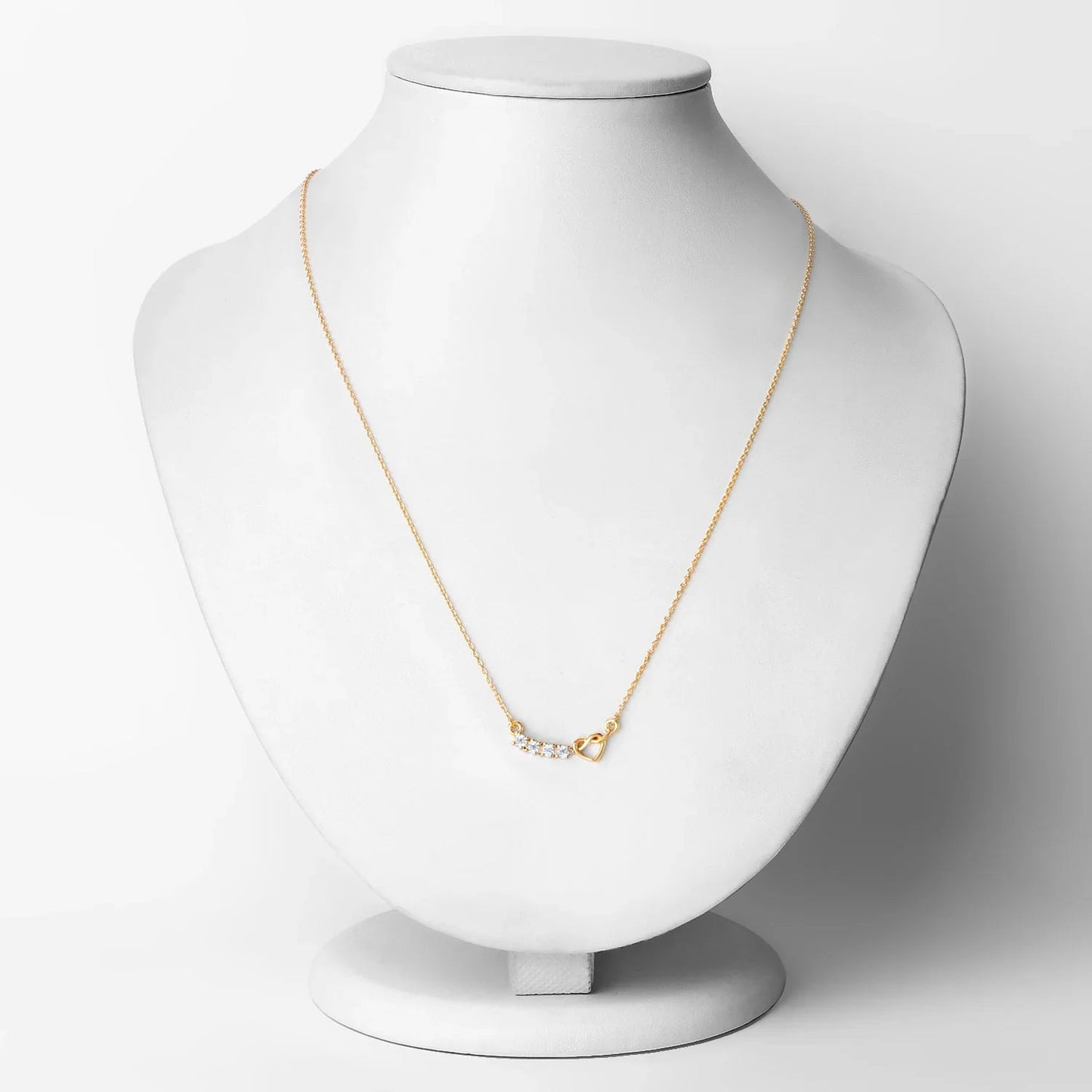 0.30 Ct Round Blue Topaz Prong 18K Gold Plated Silver Heart & Infinity Necklace