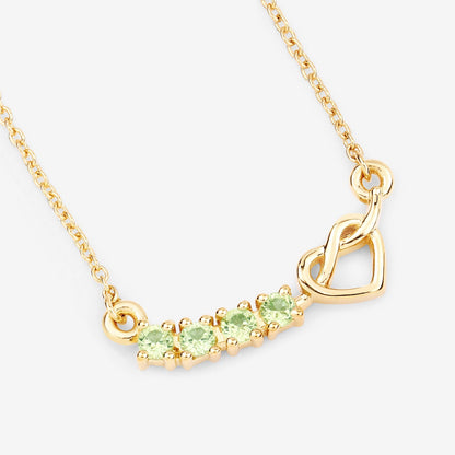 0.28 Ct Round Green Peridot Prong 18K Gold Plated Silver Heart & Infinity Necklace