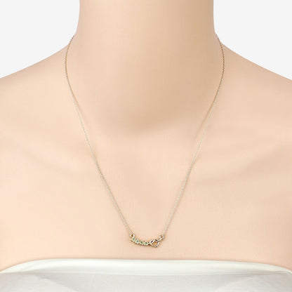 0.28 Ct Round Green Peridot Prong 18K Gold Plated Silver Heart & Infinity Necklace
