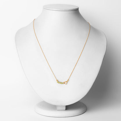 0.28 Ct Round Green Peridot Prong 18K Gold Plated Silver Heart & Infinity Necklace
