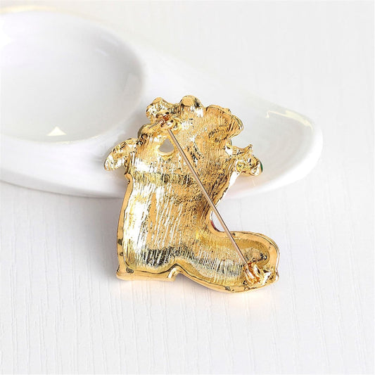 Cubic Zirconia & Goldtone Stocking Boot Brooch