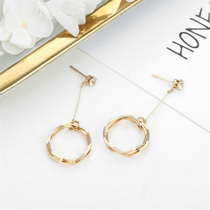 Cubic Zirconia & Goldtone Hoop Drop Earrings