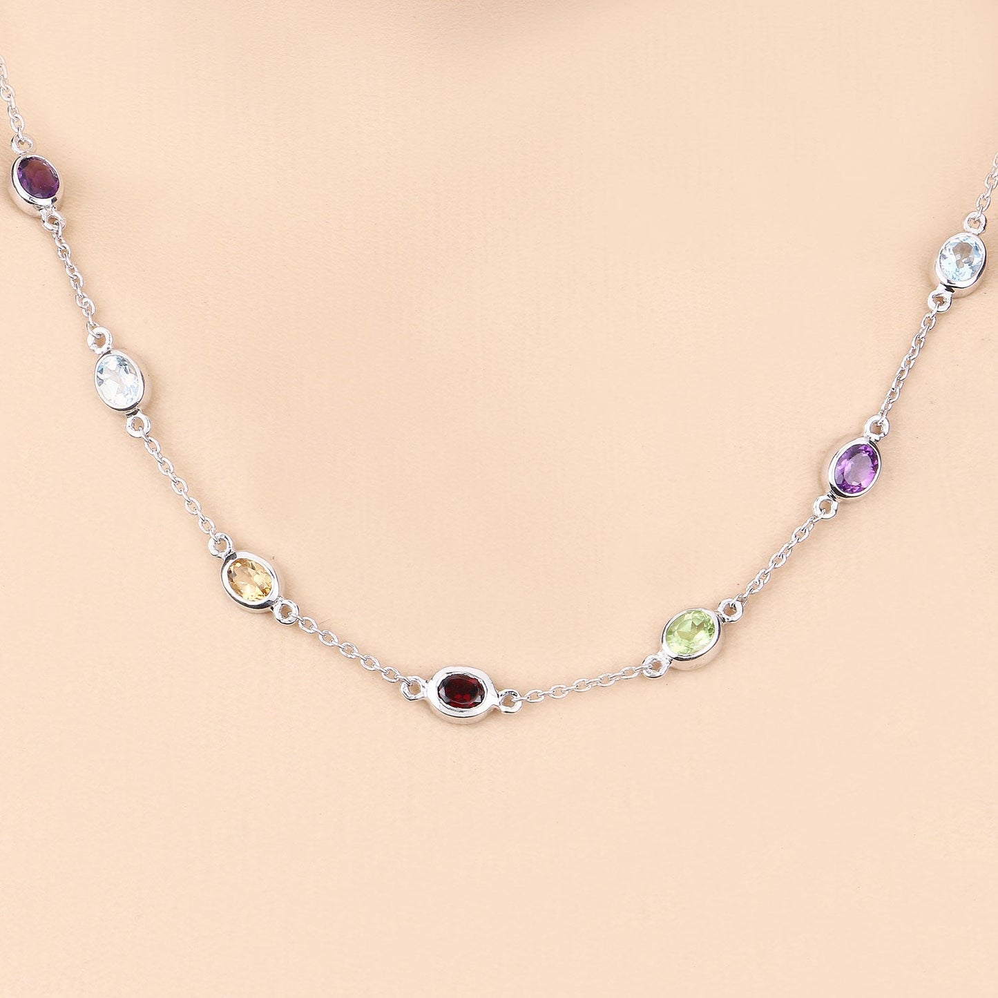 Genuine Multi Stones By The Yard Necklace