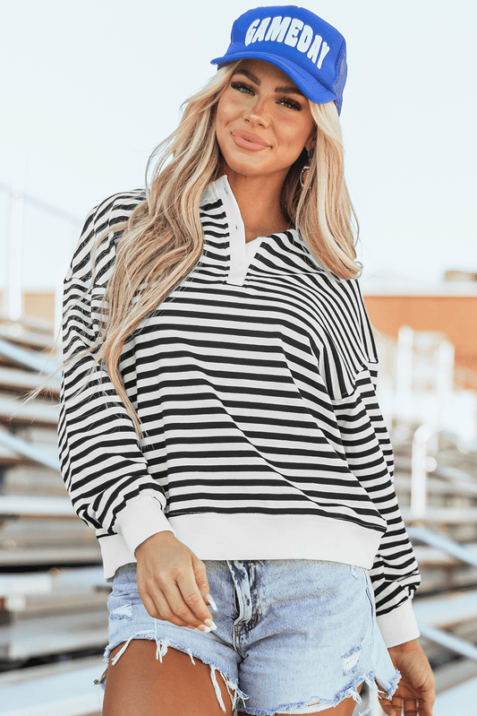 Threaded Pear Amara Stripe Oversized Sweatshirt