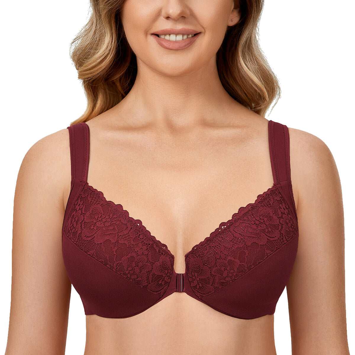 Plus Size Front Closure Lace Underwire Bra