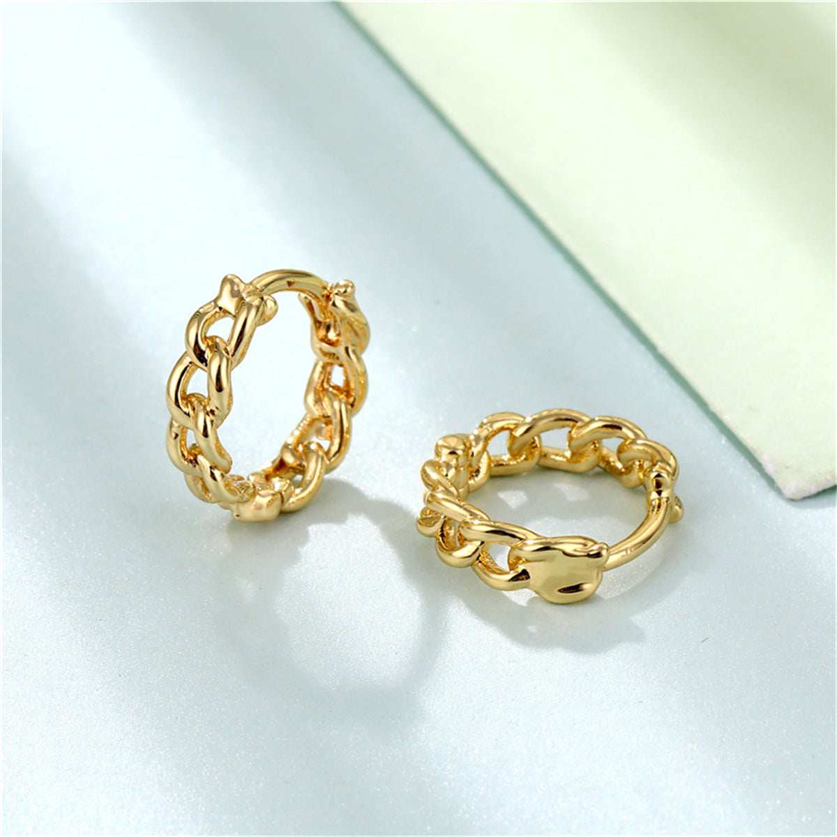 Goldtone Curb Chain Huggie Earrings