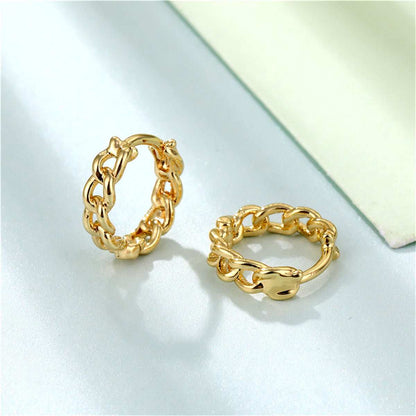 Goldtone Curb Chain Huggie Earrings
