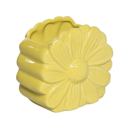 Dolomite Daisy Holder Storage Jar Yellow for Spring Tabletop Decor
