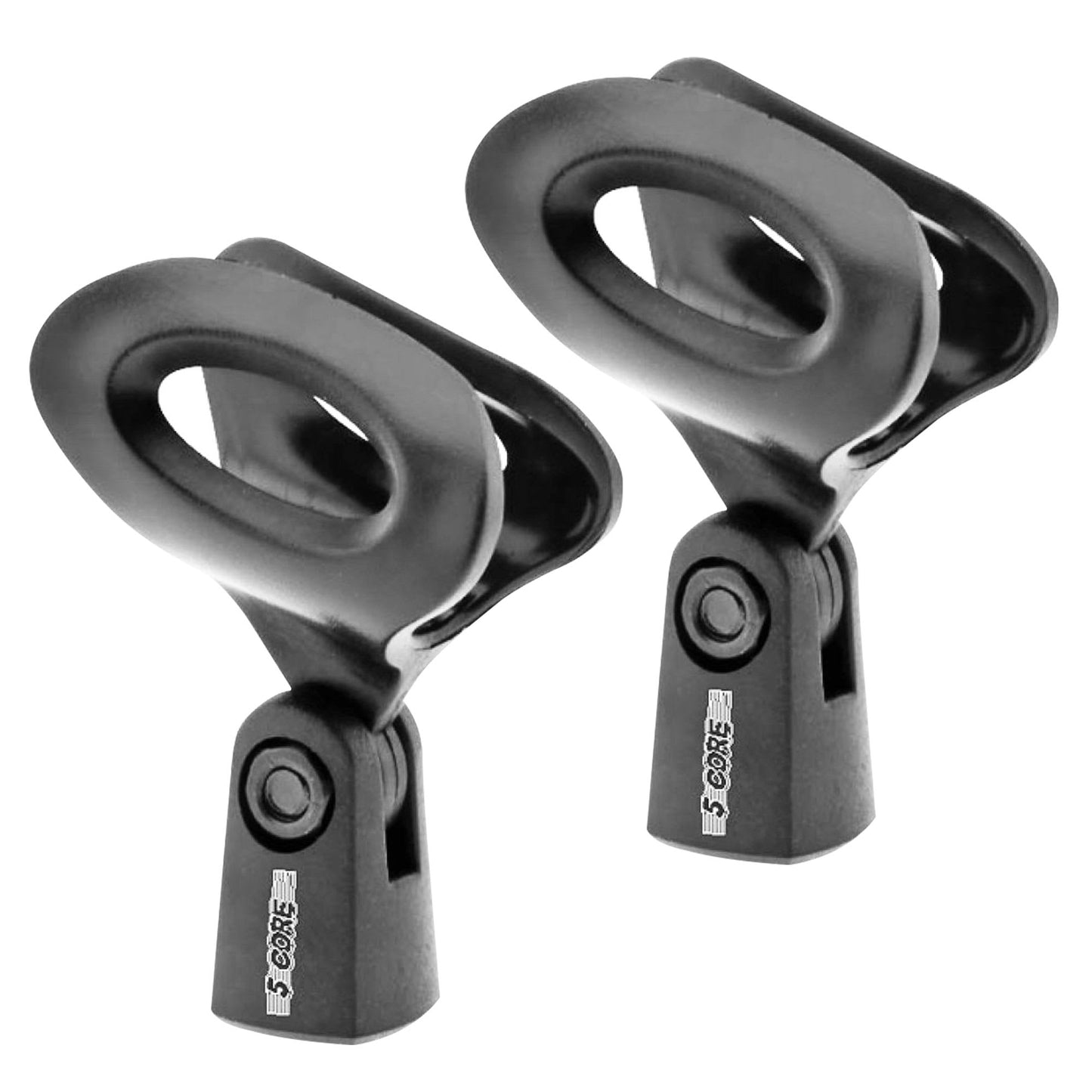 5 Core Microphone Clip Holder 2 Pieces with Screw Adapters 5/8 to 3/8 Inch - Black
