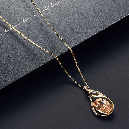 Yellow & White Cubic Zirconia Pendant Necklace & Drop Earrings