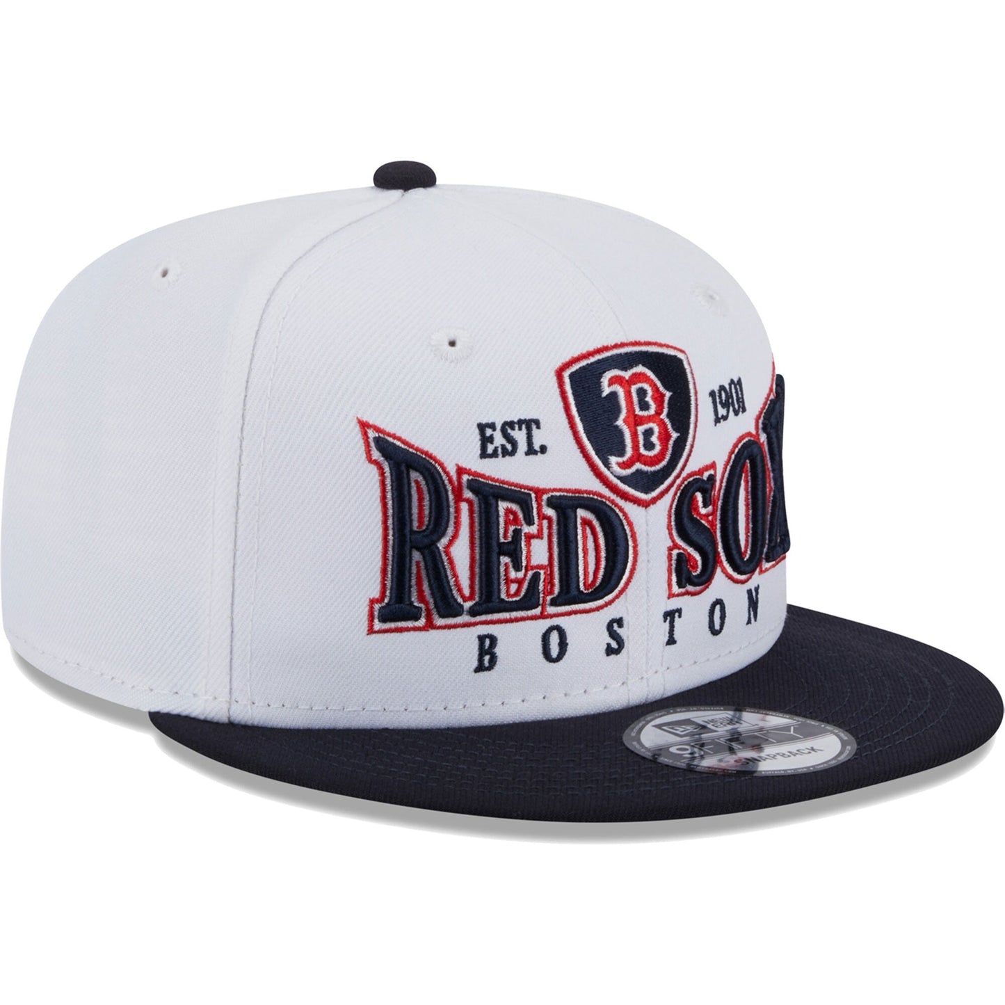 New Era Men's MLB Boston Red Sox 950 Crest Stack Snapback White/Navy