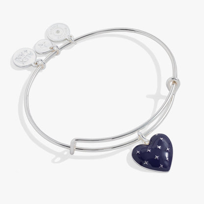 Navy Enamel Heart Charm Bangle