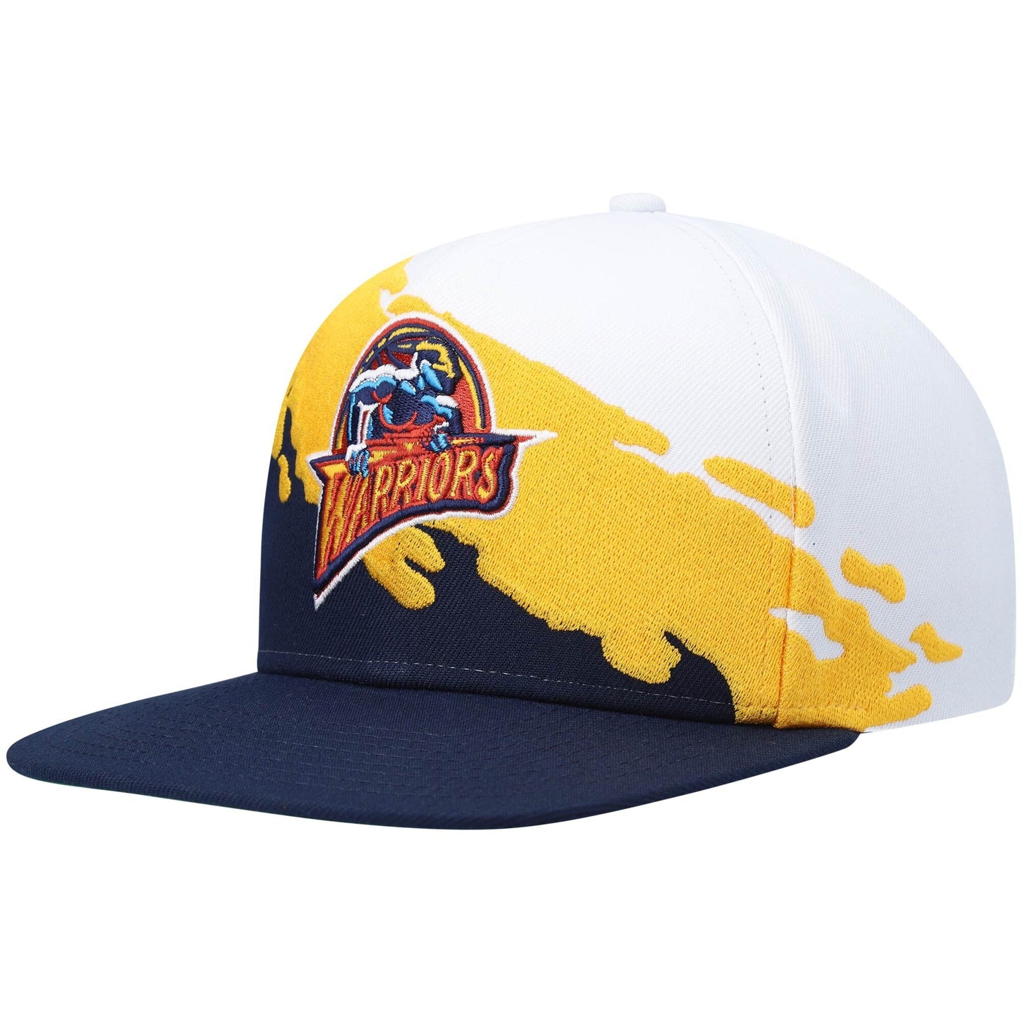 Men's Mitchell & Ness NBA Paintbrush Snapback Hwc Warriors - White-Navy