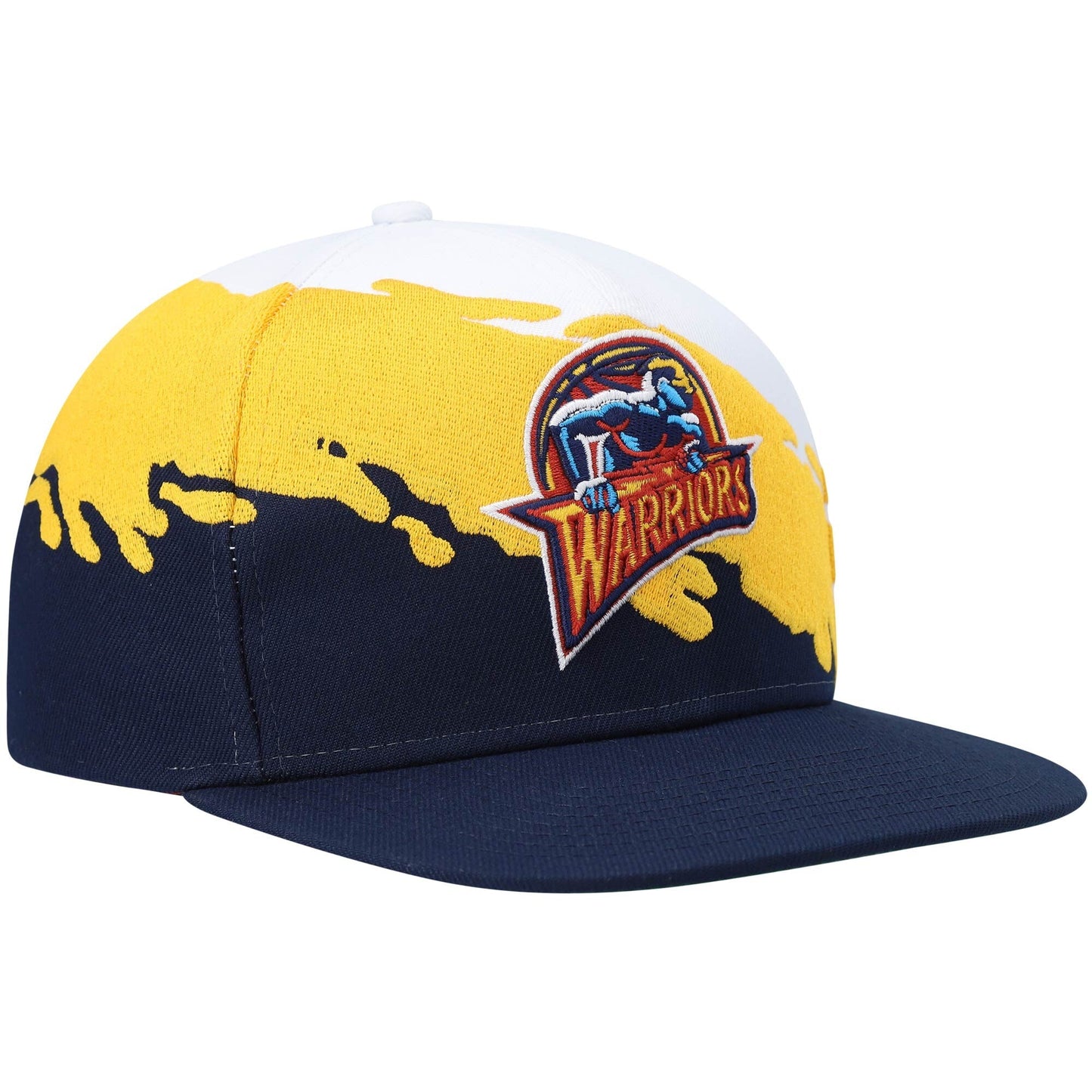 Men's Mitchell & Ness NBA Paintbrush Snapback Hwc Warriors - White-Navy