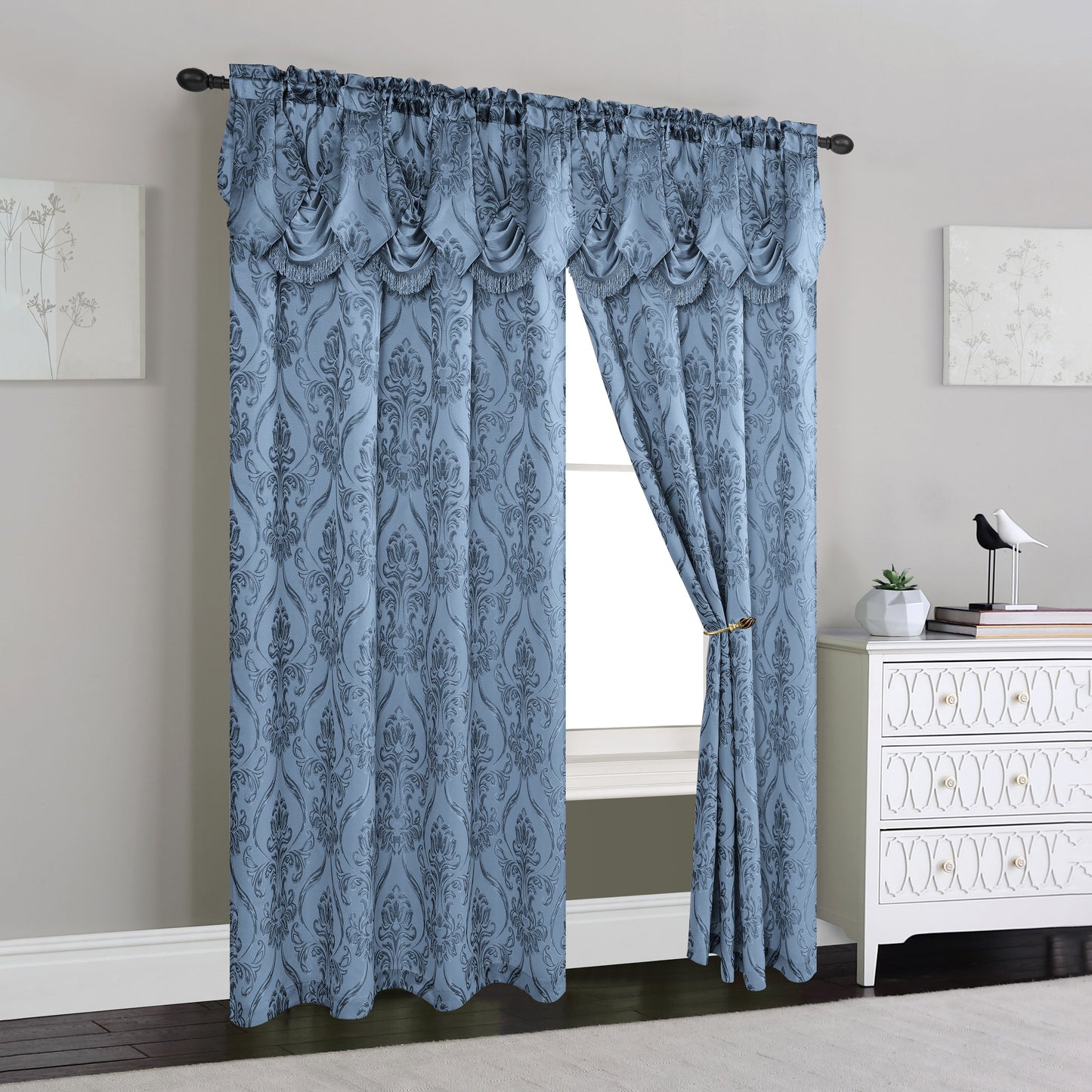 Elegant Comfort Set of 2 Penelope Jacquard Look Curtain Panels - 54" W x 84" L