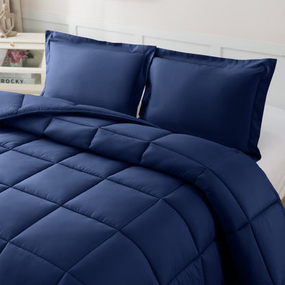 Elegant Comfort 3-Piece Box Stitched Comforter & Shams - Duvet Insert with 4 Corner Tabs