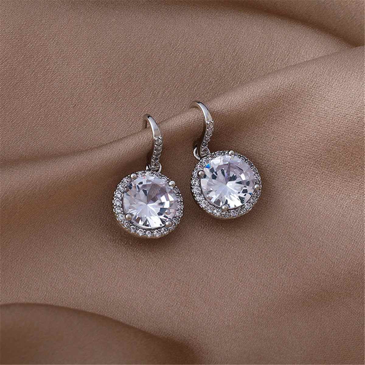Sk Clear Crystal & Cubic Zirconia Hola Drop Earrings