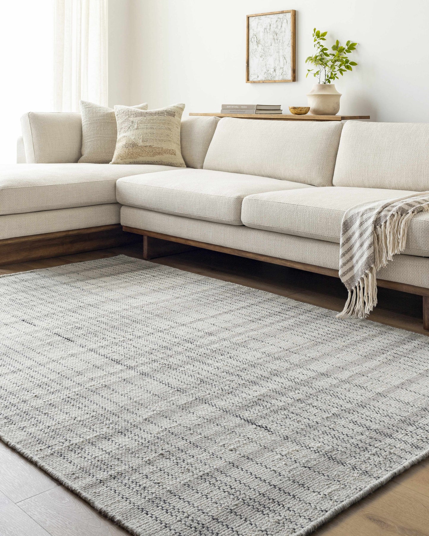 Nissa Blue Gray Checkered Area Rug