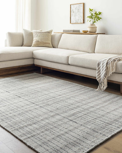 Nissa Blue Gray Checkered Area Rug