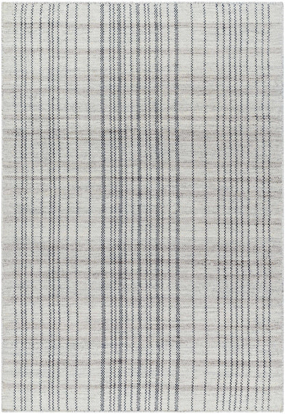 Nissa Gray Blue Checkered Wool Rug