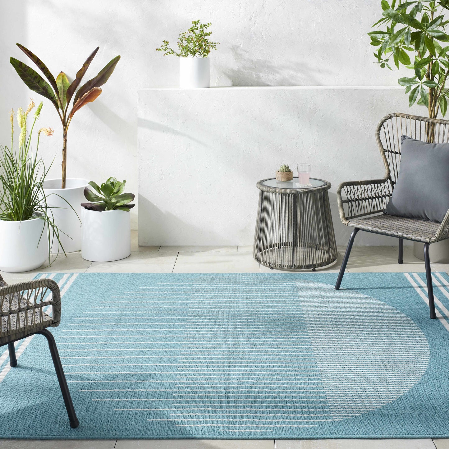 Nabil Aqua Outdoor Area Rug