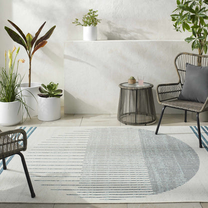 Nabil Slate Blue Outdoor Area Rug