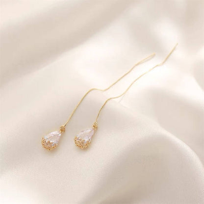 Crystal & Goldtone Floral Threader Earrings