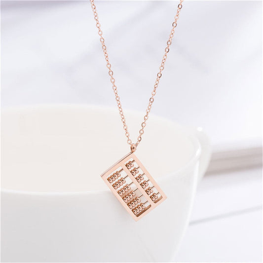 Rose Goldtone Abacus Pendant Necklace