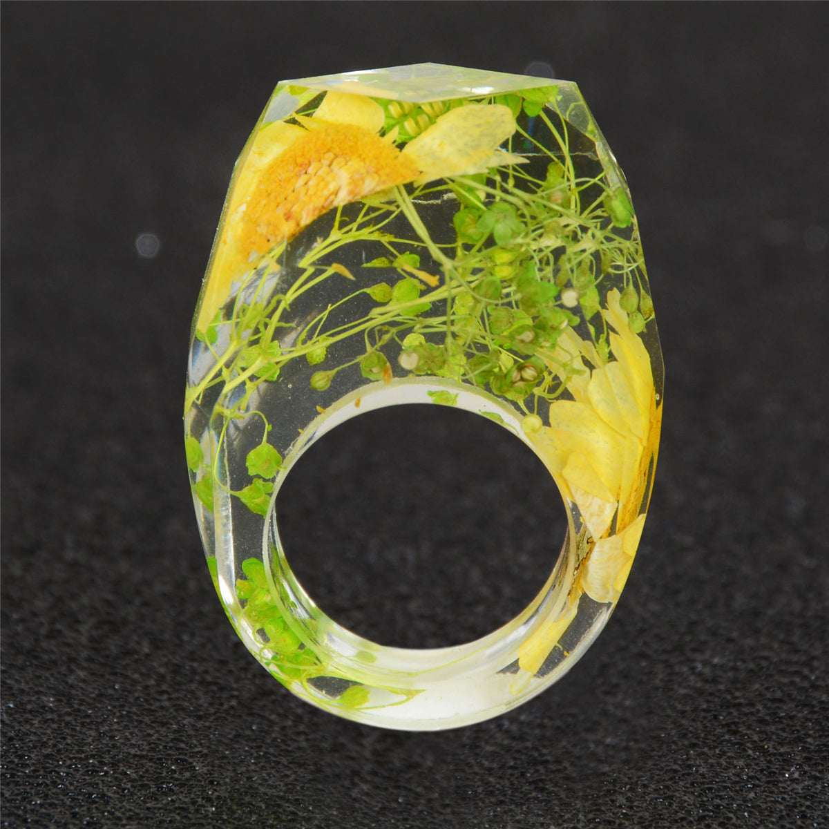 Yellow & Green Dried Flower Ring-1