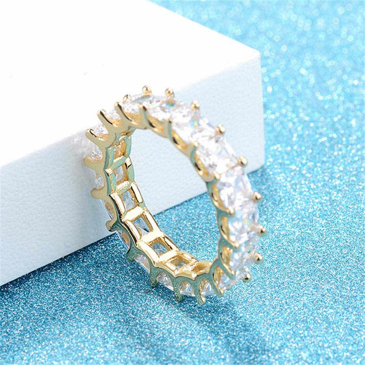 Crystal & Goldtone Princess-Cut Ring