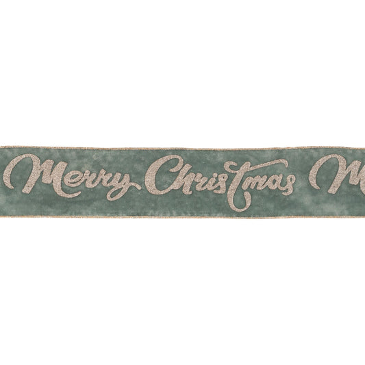 Melrose International Glittered Merry Christmas Wired Ribbon 4" x 5 Yds.
