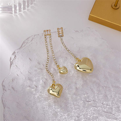 Cubic Zirconia & Goldtone Asymmetric Heart Drop Earrings